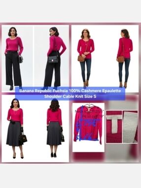 Banana Republic Fuchsia 100% Cashmere Cable Knit Size S